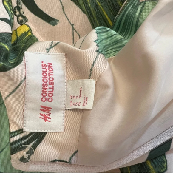 H&M Concious collection pink floral lined shift dress sz 12 with pockets - Picture 3 of 3
